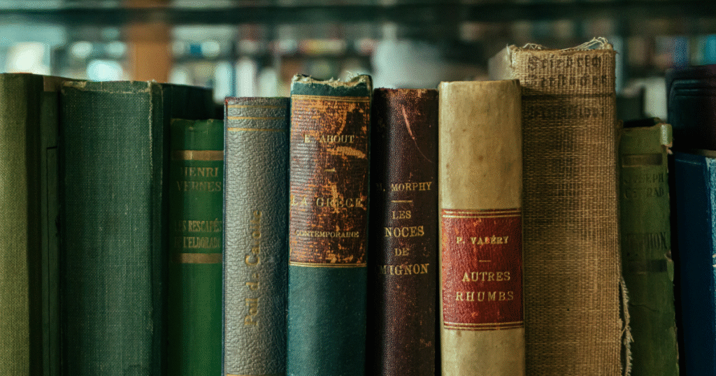 A row of old classic books symbolizing cultural knowledge and timeless learning